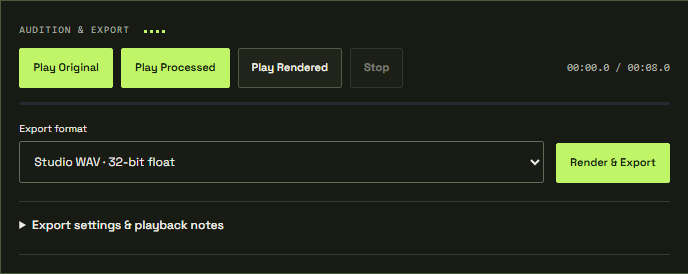WAV and MP3 export controls